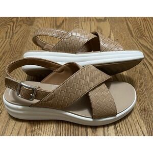 Clarks Women's Drift Sun Slip-On Slingback Wedge Sandals Sz 8.5 Wide Beige